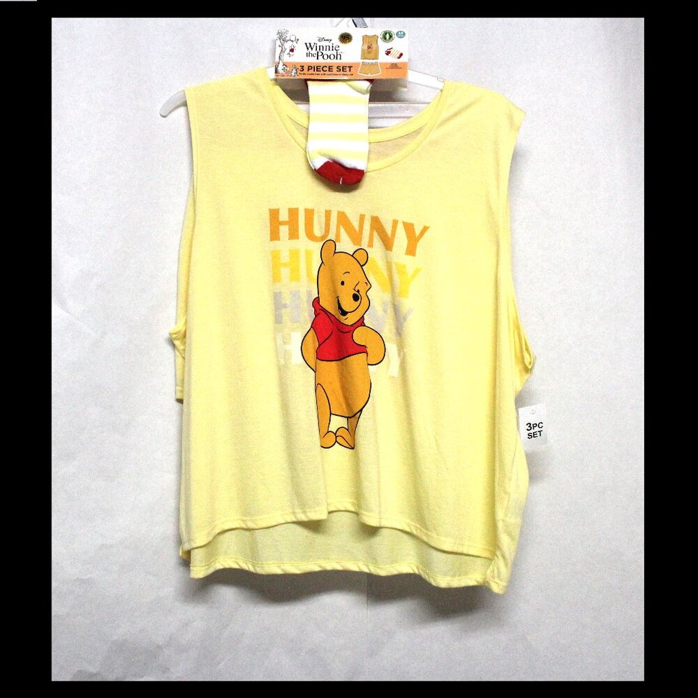 Disney Winnie the Pooh 3 Piece 3XL (22W-24W) Ladies Tank & Boxer Sleep Set